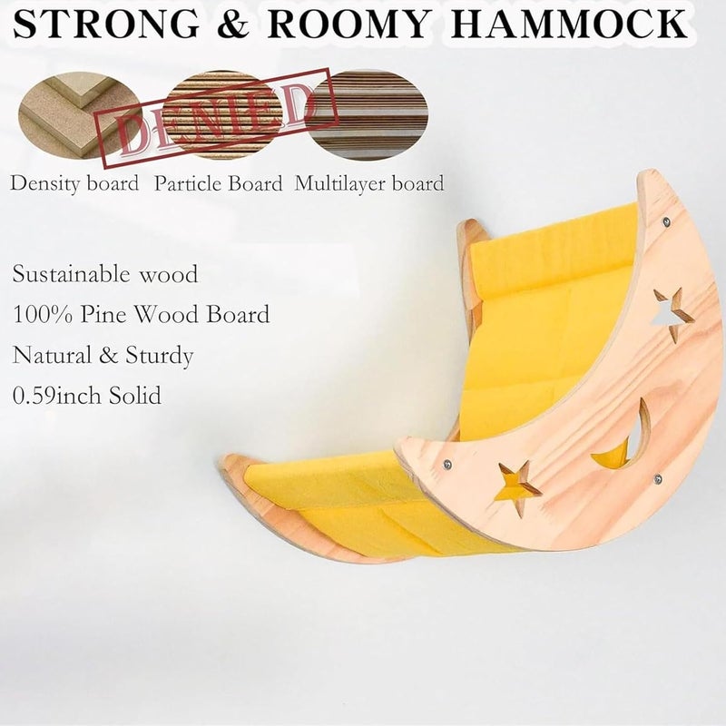 DITOSH Cat Hammock Moon Bed Wall Mounted Shelf Hammock Shelves and Perches Solid Wood Furniture Platforms Beds Hanging for Cats and Kitty Easy Installation-Single Moon - Image 5